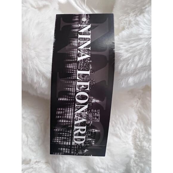 Nina Leonard White Faux Fur Capelet Wrap Jacket Coat Small Button Up Bling New - Picture 9 of 11